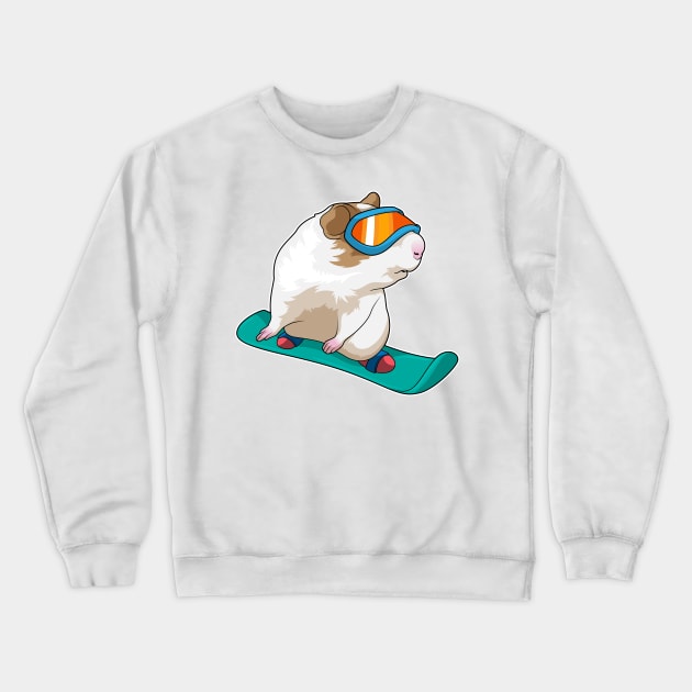 Guinea pig Snowboarder Snowboard Crewneck Sweatshirt by Markus Schnabel